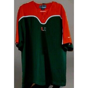 Vintage Nike Team Miami Hurricanes Jersey Shirt Men’s XL Green Orange NCAA Retro
